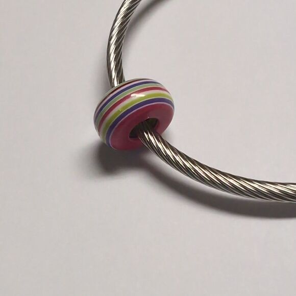 Rainbow Striped Charm for Pandora Style Bracelet‎ - Picture 5 of 5